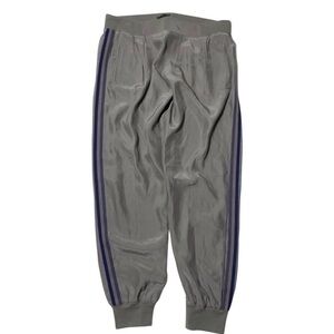 ATM Gray silk Track Pants with Blue Stripes